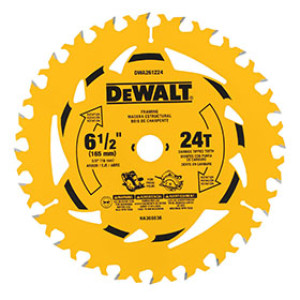 DEWALT DWA261224 6-1/2" 24T SINGLE CIRCULAR SAW BLADE