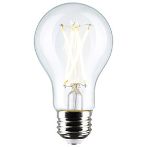 SATCO S12462 8W A19 LED CLEAR MEDIUM BASE 2700K 120V 4PK
