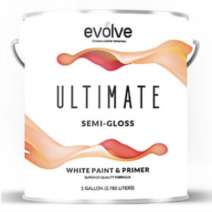 EVOLVE PAINTS RW24-GDB310 1G ULTIMATE LATEX WHITE SEMI GLOSS PAINT