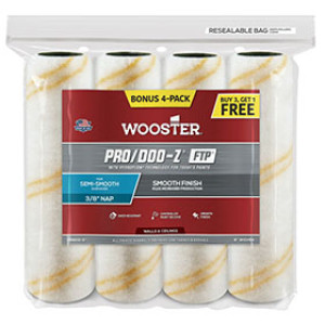 WOOSTER RR868 9" X 3/8" PRO/DOO-Z FTP WHITE/GOLD WOVEN ROLLER COVER 4-PACK