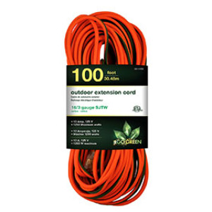 GOGREEN POWER GG-13700 16/3 100' SJT W-A OUTDOOR EXTENSION CORD ORANGE
