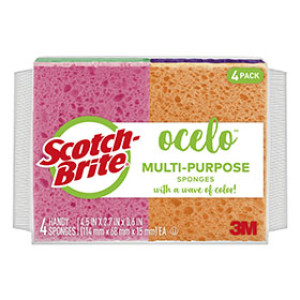 3M 7274-10 SCOTCH-BRITE O-CEL-O 4.5" X 2.7" MULTI-PURPOSE SPONGES 4PK