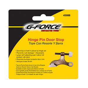 G-FORCE 43088 DIE CAST ANTIQUE BRASS HINGE PIN DOOR STOP CARDED
