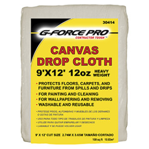 G-FORCE 30414 9' X 12' 12 OZ CANVAS DROP CLOTH