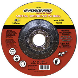 G-FORCE 44362 METAL CUTTING BLADE 4" X 1/4" X 5/8" DEPRESSED CENTER T27