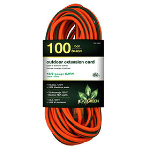 GOGREEN POWER GG-14000 12/3 100' SJT W-A OUTDOOR EXTENSION CORD ORANGE