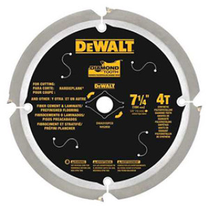 DEWALT DWA3193PCD 7-1/4" 4T FIBER CEMENT & LAMINATE CIRCULAR SAW BLADE