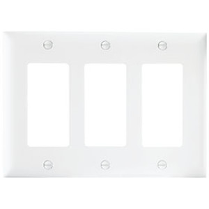 PASS & SEYMOUR  TP263WCC12 3-GANG WALL PLATE 3SPLEX WITHOUT LINE WHITE