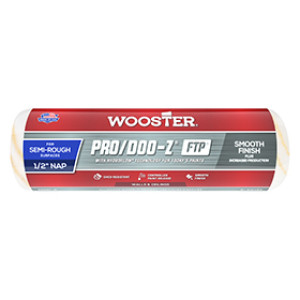 WOOSTER RR667 9" X 1/2" PRO/DOO-Z FTP WHITE/GOLD STRIPES WOVEN ROLLER COVER