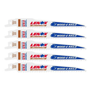 LENOX 20582 956R 9" X 3/4" 6TPI WOOD & NAILS RECIPROCATING SAW BLADE 5-PACK