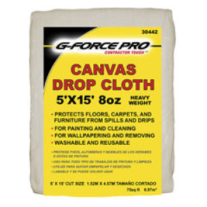 G-FORCE 30442 5' X 15' 8 OZ CANVAS DROP CLOTH
