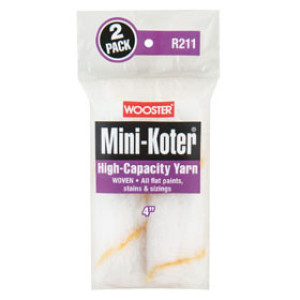 WOOSTER R211 4" MINI-KOTER HIGH-CAPACITY POLYAMIDE YARN ROLLER COVER 2-PACK