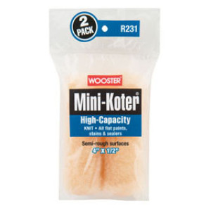 WOOSTER R231 4" X 1/2" MINI-KOTER HIGH-CAPACITY KNIT FABRIC ROLLER COVER 2PACK