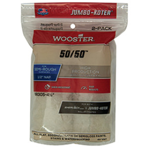 WOOSTER RR305 4-1/2" X 1/2" JUMBO-KOTER 50/50 WOOL & POLYESTER ROLLER 2-PACK