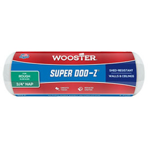 WOOSTER R203 9" X 3/4" SUPER DOO-Z SHED-RESISTANT WHITE WOVEN ROLLER COVER