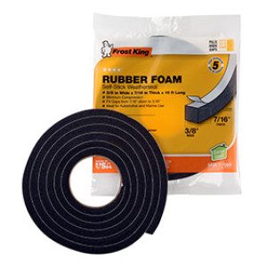 FROST KING R738H 12230 3/8" X 7/16" X 10' SPONGE RUBBER FOAM WEATHERSEAL TAPE
