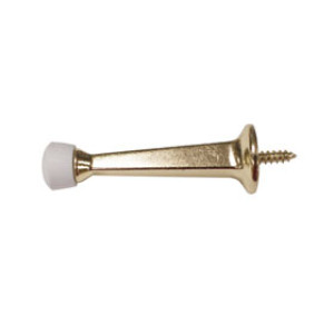 G-FORCE 43084 3" DIE CAST BRASS PLATED SOLID DOOR STOP POLY BAG