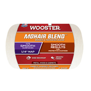WOOSTER R207 4" X 1/4" MOHAIR BLEND & POLYESTER FABRIC WHITE ROLLER COVER