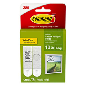 3M 17204-12ES COMMAND 10 LBS WHITE PICTURE HANGING STRIPS 12-PAIRS