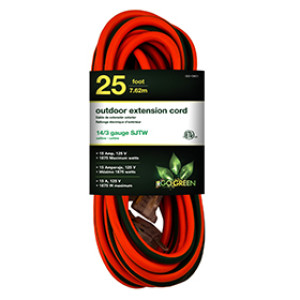 GOGREEN POWER GG-13825 14/3 25' SJT W-A OUTDOOR EXTENSION CORD ORANGE
