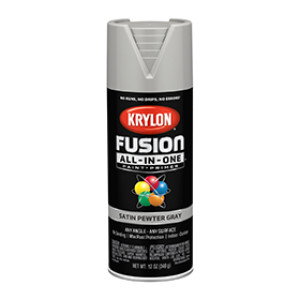 KRYLON K02744007 FUSION ALL-IN-ONE SATIN PEWTER GRAY 12 OZ INDOOR - OUTDOOR