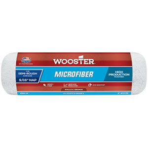 WOOSTER R524 9" X 9/16" MICROFIBER BLUE-STRIPED FIBERLOCK FABRIC ROLLER COVER