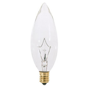 SATCO S3782 25W TORPEDO CHANDELIER CLEAR BULBS