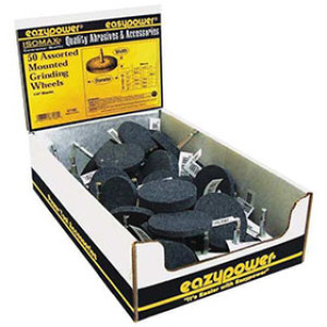 EAZYPOWER 87160 50PC ASST MOUNTED GRINDING WHEELS 1/4" SHANK COUNTER DISPLAY