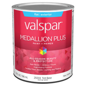 VALSPAR 25003.005 MEDALLION PLUS FLAT TINT BASE EXTERIOR PAINT + PRIMER