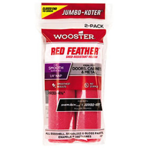 WOOSTER RR311 4-1/2" X 1/4" JUMBO-KOTER RED FEATHER VELOUR FABRIC ROLLER 2PACK