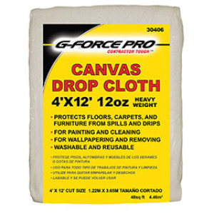 G-FORCE 30406 4' X 12' 12 OZ CANVAS DROP CLOTH