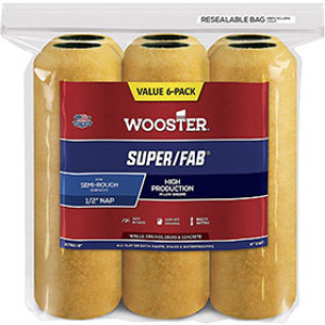 WOOSTER R750 9" X 1/2" SUPER/FAB GOLDEN YELLOW KNIT ROLLER COVER 6-PACK