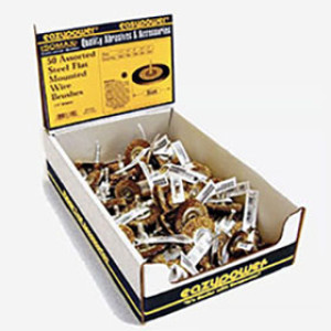 EAZYPOWER 87119 50PC ASSORTED FLAT WIRE WHEEL BRUSH COUNTER DISP 1/4" SHANK