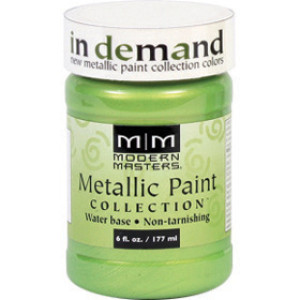 MODERN MASTERS ME706-06 5.5 OZ GREEN APPLE SATIN METALLIC PAINT SEMI-OPAQUE
