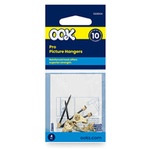 OOK 533004 50002 10 LB PROFESSIONAL PICTURE HANGERS BRASS BAGGED 4 PACK