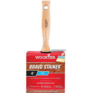 WOOSTER F5116 4" BRAVO STAINER BRISTLE FLAT BRUSH THREADED HANDLE
