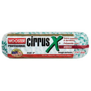 WOOSTER R185 9" X 3/4" CIRRUS X WHITE/GREEN STRIPE POLYAMIDE ROLLER COVER