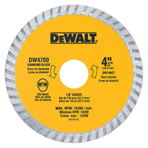 DEWALT DW4700 4" PREMIUM DRY CUT DIAMOND BLADE WITH CONTINUOUS RIM