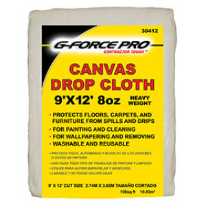 G-FORCE 30412 9' X 12' 8 OZ CANVAS DROP CLOTH