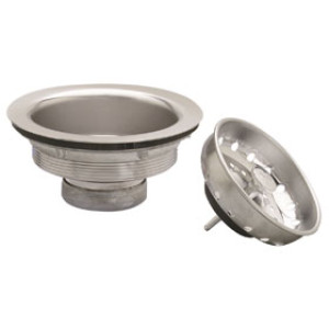PLUMB PAK PP8PC STRAINER STAINLESS STEEL W/FIXED POST BASKET 3-1/2" DIAMETER