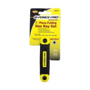 G-FORCE 24038 7 PC FOLDING HEX KEY SET ERGO GRIP HANDLE METRIC 1.5MM TO 6MM