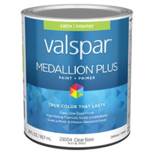 VALSPAR 23004.005 MEDALLION PLUS SATIN CLEAR BASE INTERIOR PAINT & PRIMER