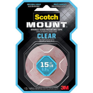 3M 410H 1" X 60" SCOTCH-MOUNT CLEAR DOUBLE-SIDED MOUNTING TAPE