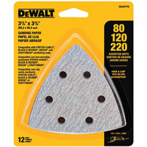 DEWALT DWASPTRI HOOK & LOOP TRIANGLE SANDPAPER ASSORTMENT 12-PACK