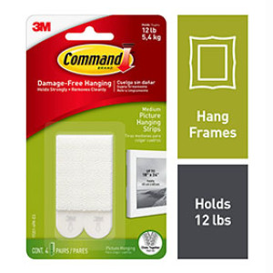 3M 17201-4PK-ES COMMAND 10 LB WHITE PICTURE HANGING STRIPS 4-PAIRS