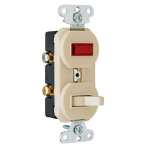 PASS & SEYMOUR  692IGCC6 15A 120V CC COMBO GROUNDING 1-P PILOT IVORY