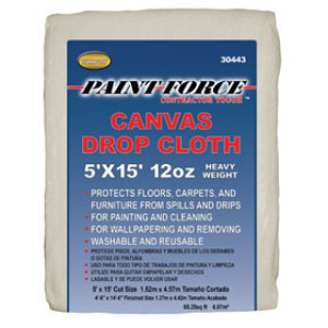 PAINT-FORCE 30443 5' X 15' 12 OZ CANVAS DROP CLOTH