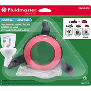 FLUIDMASTER 2602G-008-P10 UNIVERSAL 2" DIA RUBBER/SS TANK-TO-BOWL GASKET SYSTEM