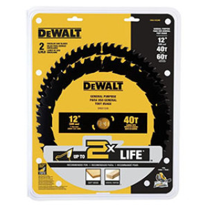 DEWALT DWA112CMB 12" 40T & 60T CIRCULAR SAW BLADES COMBO 2-PACK