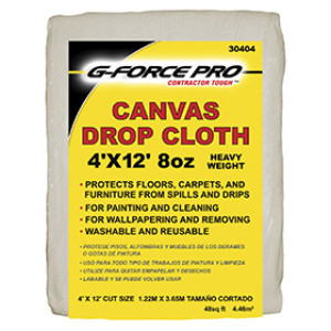 G-FORCE 30404 4' X 12' 8 OZ CANVAS DROP CLOTH